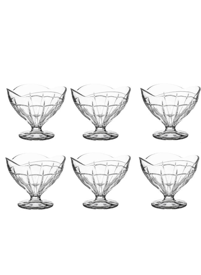Pasabache 6-Piece Crystal Glass Dessert Cups with Base | Elegant Serving Bowls for Ice Cream, Pudding & Sweets - Image 1